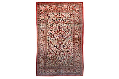 Lot 155 - AN ANTIQUE VERY FINE SILK KASHAN RUG, CENTRAL...