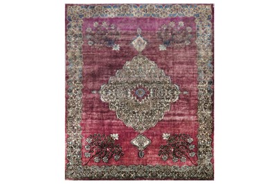 Lot 132 - A VERY FINE SILK KASHAN RUG, CENTRAL PERSIA...