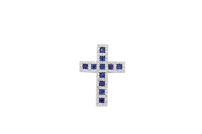 Lot 97 - A sapphire and diamond cross pendant The Latin...