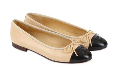 Lot 180 - Chanel Two Tone Ballet Pumps, classic style...