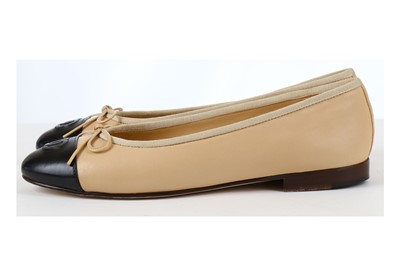 Lot 180 - Chanel Two Tone Ballet Pumps, classic style...