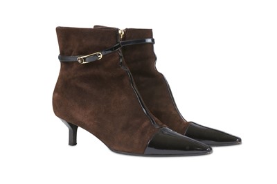 Lot 261 - Chanel Suede Ankle Boots, brown suede with...