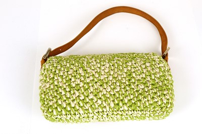 Lot 348 - Fendi Green Raffia Classic Baguette Bag,...