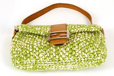 Lot 348 - Fendi Green Raffia Classic Baguette Bag,...