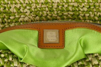 Lot 348 - Fendi Green Raffia Classic Baguette Bag,...