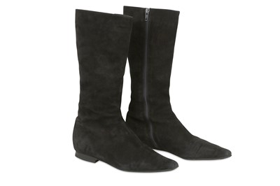 Lot 35 - Jimmy Choo Suede Boots, black suede 3/4 length...