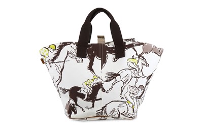 Lot 141 - Hermès Racing Horse Canvas Beach Bag, printed...