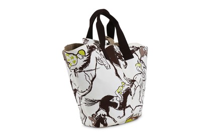Lot 141 - Hermès Racing Horse Canvas Beach Bag, printed...