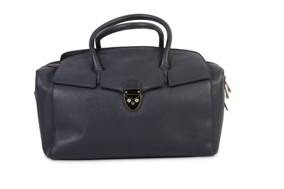 Lot 201 - Aspinal of London Navy Leather Handbag, gold...