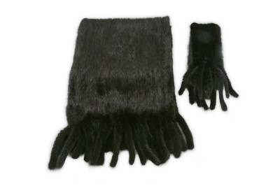 Lot 202 - Two Black Knitted Mink Scarves, both with...