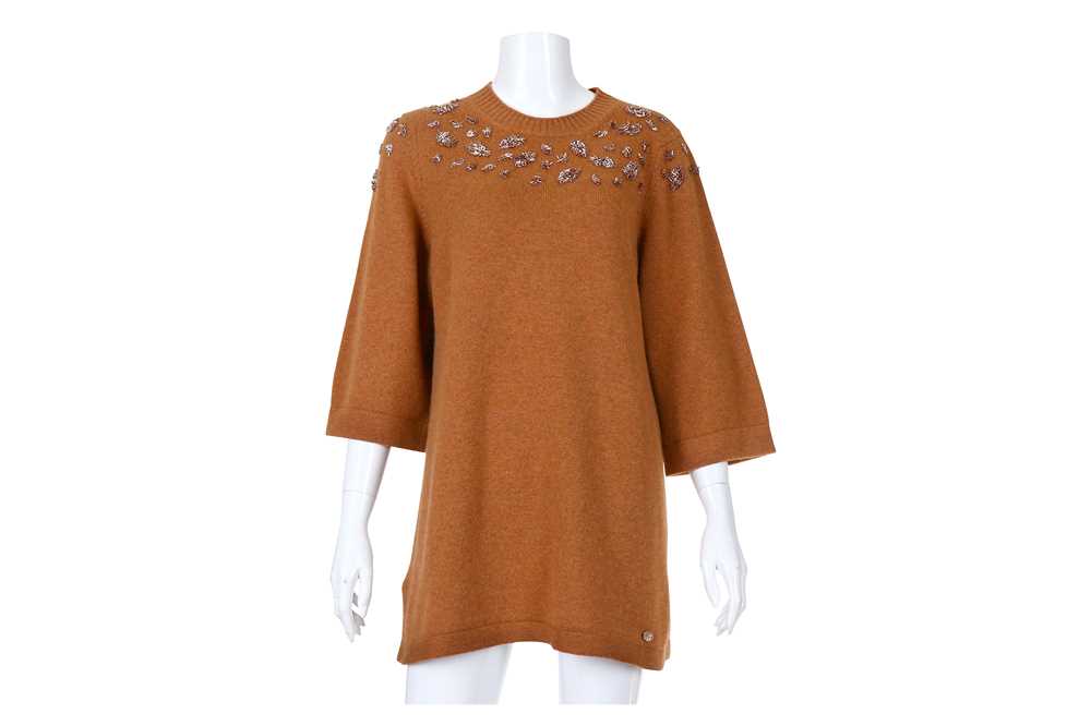 Lot 320 - Chanel Embellished Caramel Cashmere Tunic...