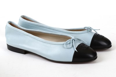 Lot 359 - Chanel Two-Tone Ballet Flats, ice blue and...