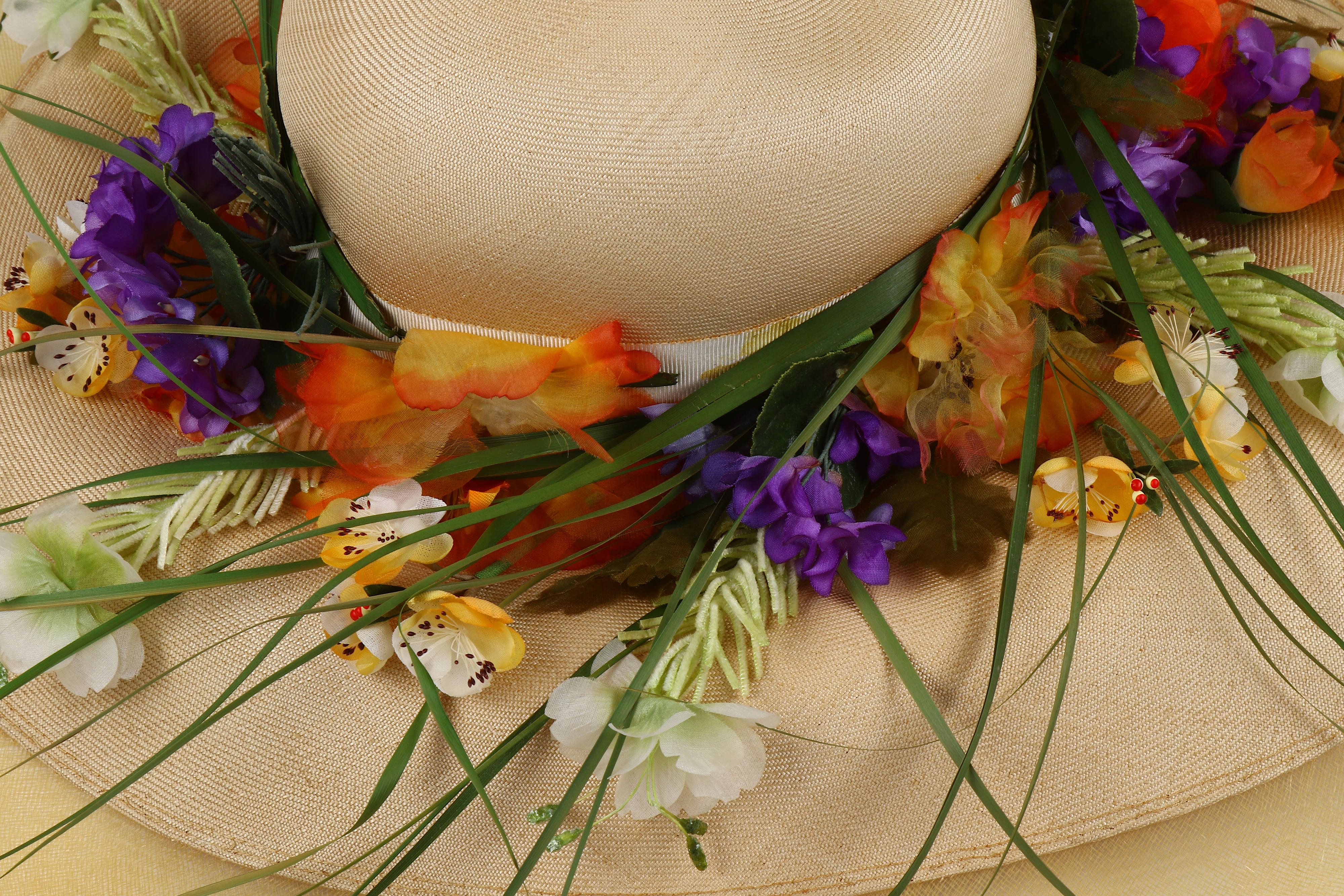 Lot 250 - Christian Dior Wide Rimmed Floral Hat, c.