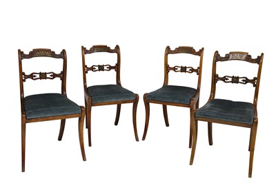 Lot 263 - A set of four Regency style faux rosewood...