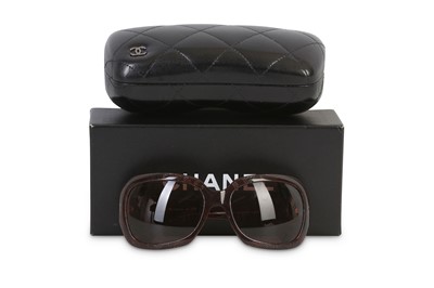 Lot 186 - Chanel Brown Lace Effect Sunglasses, oversize...