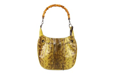 Lot 345 - Gucci Yellow Python Bamboo Shoulder Bag,...