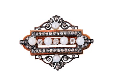 Lot 191 - A pearl and diamond brooch, circa 1900 Mounted...