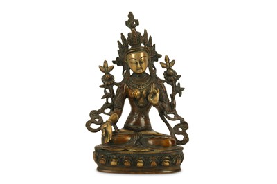 Lot 188 - A Nepalese bronze figure of Green Tara, seated...