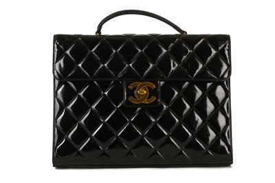 Lot 72 - Chanel Black Patent Leather Briefcase,...