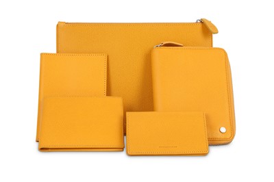 Lot 19 - Thomas Lyte Mustard Yellow Five Piece Leather...