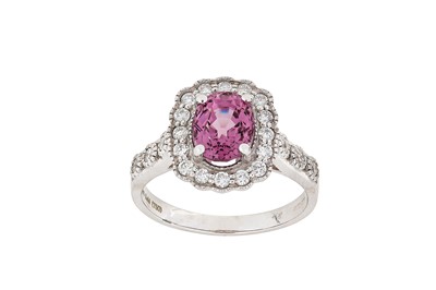 Lot 300 - A pink spinel and diamond ring Of floraform...