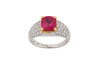 Lot 295 - A ruby and diamond ring The cushion-shaped...