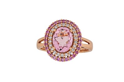 Lot 281 - A morganite, pink sapphire and diamond ring...