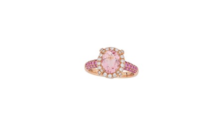 Lot 283 - A morganite, pink sapphire and diamond ring...