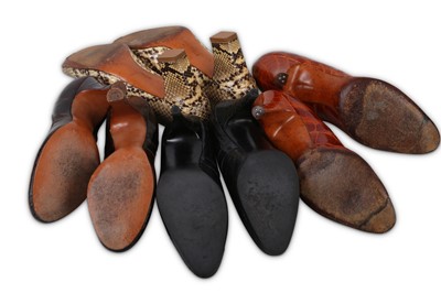 Lot 26 - Four Pairs of Vintage Exotic Skin Court Shoes,...