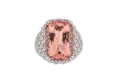 Lot 306 - A morganite and diamond ring  The...