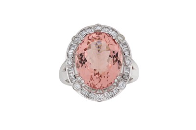 Lot 302 - A morganite and diamond ring The oval-shaped...