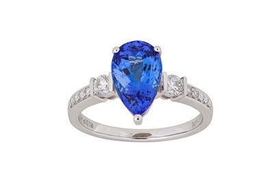 Lot 276 - A tanzanite and diamond ring The pear-shaped...