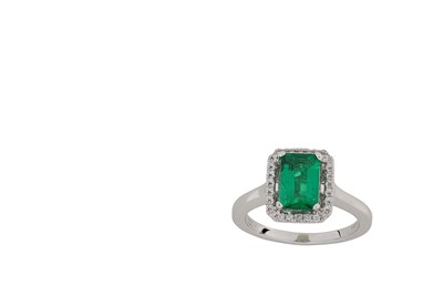 Lot 270 - An emerald and diamond ring The octagonal step-...