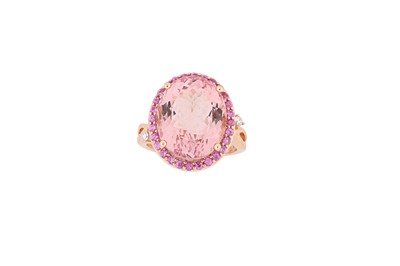 Lot 288 - A morganite, diamond and pink sapphire cluster...