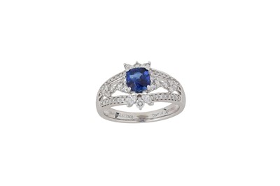 Lot 272 - A sapphire and diamond ring The cushion-shaped...