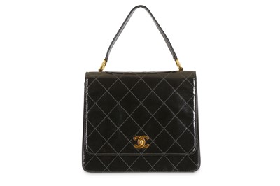 Lot 71 - Chanel Black Patent Top Handle Bag, c. 1996-97,...