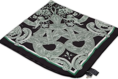 Lot 147 - Versace Medusa Silk Scarf, green motif on...