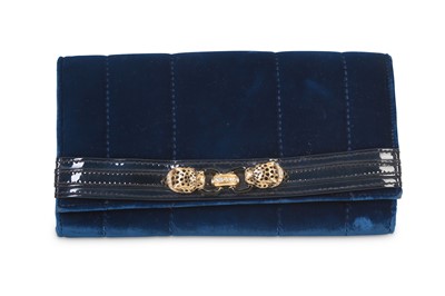 Lot 2 - Roberto Cavalli Midnight Blue Velvet Clutch,...