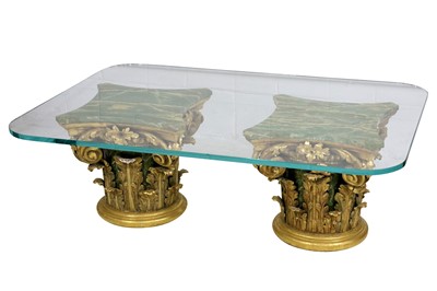 Lot 443 - A plate glass coffee table, the curved...