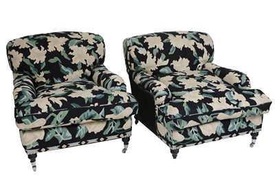 Lot 445 - A pair of large tapestry and black leather...