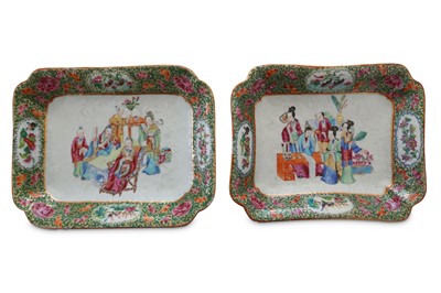 Lot 174 - A pair of Chinese Canton famille rose serving...