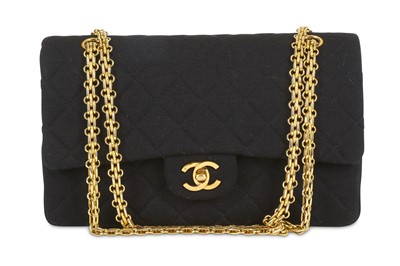 Lot 79 - Chanel Black Jersey 2.55 Double Flap Bag, c....
