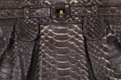 Lot 40 - Zagliani Silver Glitter Puffy Python Tote,...