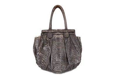 Lot 40 - Zagliani Silver Glitter Puffy Python Tote,...