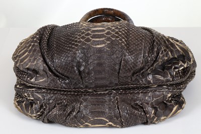 Lot 40 - Zagliani Silver Glitter Puffy Python Tote,...