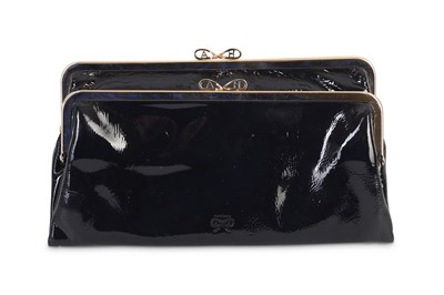 Lot 157 - Anya Hindmarch Black Patent Luce Clutch, pale...