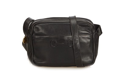 Lot 132 - Gucci Black Leather Horsebit Bag, gold tone...