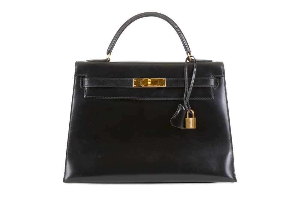 Lot 129 - Hermès Black Kelly Sellier 32, c. 1989, Box...