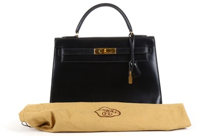 Lot 129 - Hermès Black Kelly Sellier 32, c. 1989, Box...