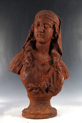 Lot 221 - Cast iron study of a Turkish lady, 59cm.